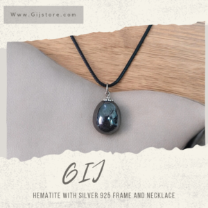 تعليقة من حجر الهيماتيت مع سنسال جلد Hematite