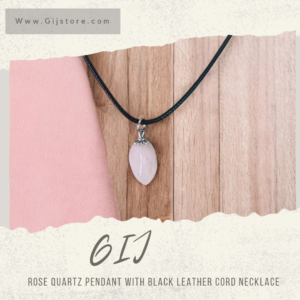 ⁦تعليقة من حجر الكوارتز الوردي مع سنسال جلد Rose Quartz ⁩
