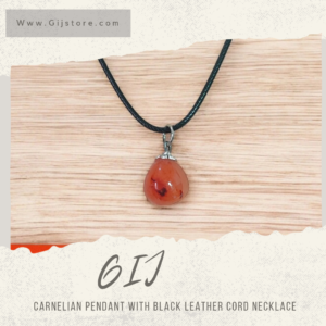 تعليقة من حجر العقيق الاحمر مع سنسال جلد Carnelian