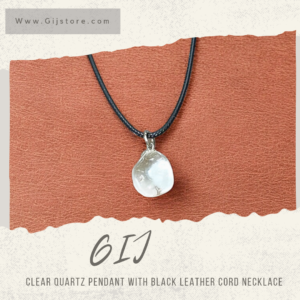 تعليقة من حجر الكوارتز الشفاف مع سنسال جلد Clear Quartz