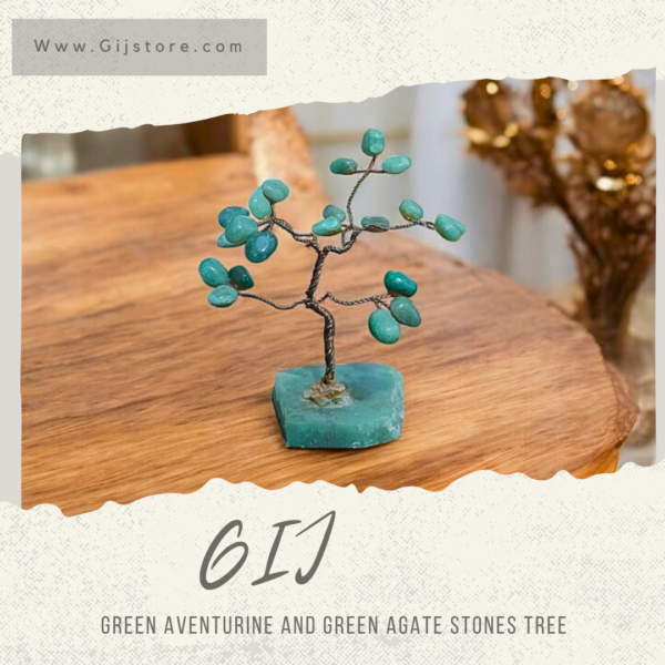 شجره من احجار الافنتورين الاخضر Green Aventurine