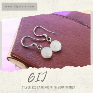 حلق فضة مع احجار القمر Moonstone