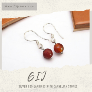 حلق فضة مع احجار العقيق Carnelian
