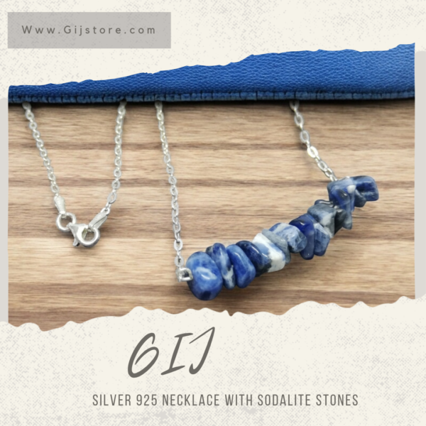 سنسال فضة ٩٢٥ مع احجار السودالايت Sodalite
