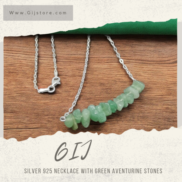 سنسال فضة ٩٢٥ مع احجار الافنتورين الاخضر Green Aventurine