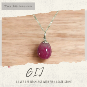 سنسال فضة ٩٢٥ مع تعليقة من حجر العقيق الزهري Pink Agate