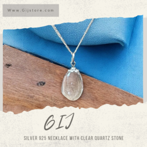 سنسال فضة ٩٢٥ مع تعليقة من حجر الكوارتز الشفاف ( الواضح) Clear Quartz