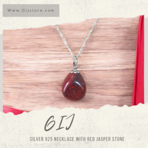 سنسال فضة ٩٢٥ مع تعليقة من حجر الجاسبر الاحمر ( يشب احمر ) Red Jasper