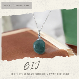 سنسال فضة ٩٢٥ مع تعليقة من حجر افينتورين الاخضر Green Aventurine