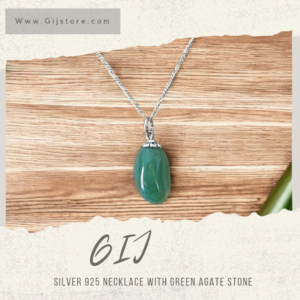 سنسال فضة ٩٢٥ مع تعليقة من حجر عقيق أخضر Green Agate