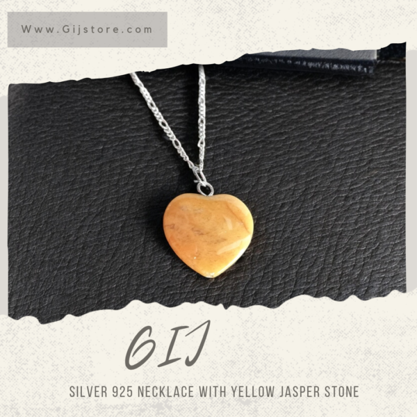 سنسال فضة ٩٢٥ مع تعليقة من حجر الجاسبر الاصفر Yellow Jasper