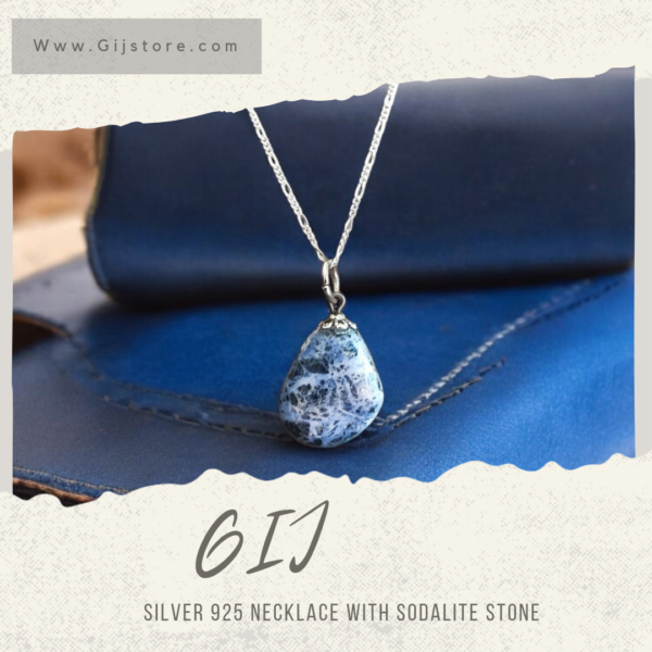 سنسال فضة ٩٢٥ مع حجر السودالايت Sodalite