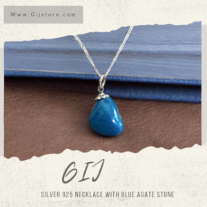 سنسال فضة ٩٢٥ مع حجر العقيق الازرق Blue Agate