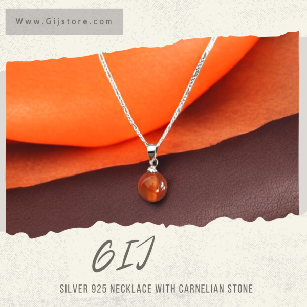 سنسال فضة ٩٢٥ مع تعليقة من حجر العقيق كارنليان Carnelian
