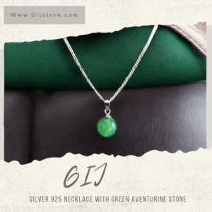 ⁦سنسال فضة ٩٢٥ مع تعليقة من حجر الافينتورين الاخضر Green Aventurine