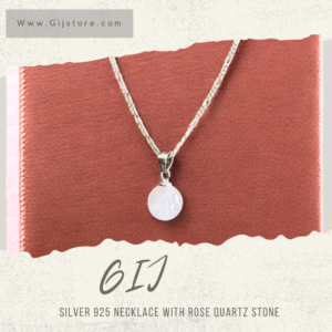 ⁦⁦⁦⁦⁦⁦سنسال فضة ٩٢٥ مع تعليقة من حجر الكوارتز الوردي Rose Quartz