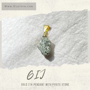 تعليقة ذهب عيار 21 مع حجر البيريت Pyrite