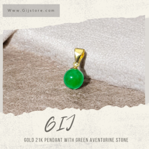 تعليقة ذهب عيار 21 مع حجر افينتورين اخضر Green Aventurine