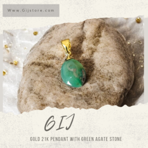 تعليقة ذهب عيار 21 مع حجر العقيق الأخضر Green Agate