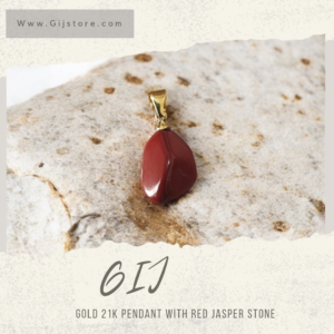 تعليقة ذهب عيار 21 مع حجر الجاسبر الاحمر Red Jasper