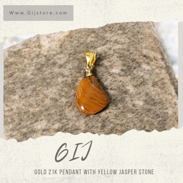 تعليقة ذهب عيار 21 مع حجر الجاسبر الاصفر Yellow Jasper