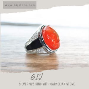 خاتم فضة مع حجر العقيق Carnelian