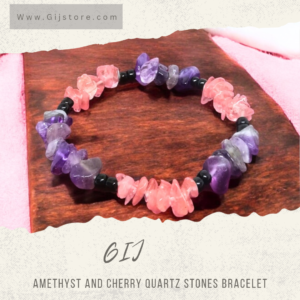 اسوارة من احجار الاماثيست والكوارتز الكرزي Amethyst & Cherry Quartz