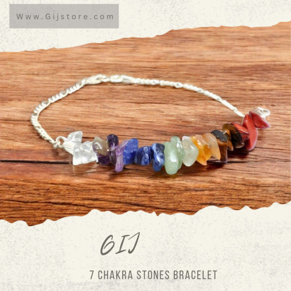 اسوارة فضة مع احجار الشاكرات السبعة  7 Chakra stones