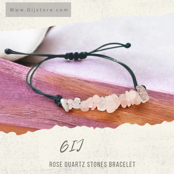 اسوارة من احجار الروز كوارتز الوردي Rose Quartz