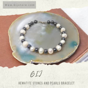 اسوارة من الهيماتيت واللؤلؤ Hematite & Pearls