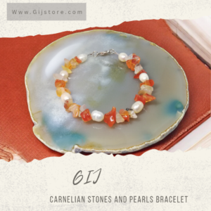 اسوارة من احجار العقيق واللؤلؤ Carnelian & Pearls