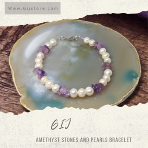 اسوارة من احجار الاماثيست واللؤلؤ Amethyst & Pearls