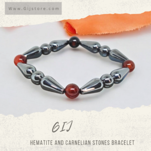 اسوارة من احجار الهيماتيت والعقيق Carnelian & Hematite