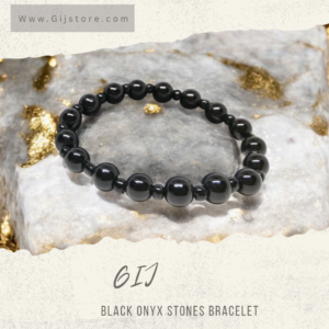 اسوارة من احجار العقيق الاسود Black Onyx