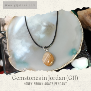تعليقة من حجر العقيق مع سنسال جلد  Agate