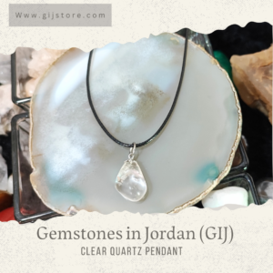 تعليقة من حجر الكوارتز الشفاف مع سنسال جلد Clear Quartz