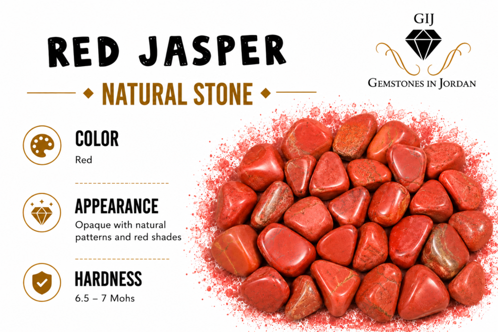 حجر اليشب الأحمر Red Jasper الطبيعي – أحجار كريمة في الأردن من GIJ