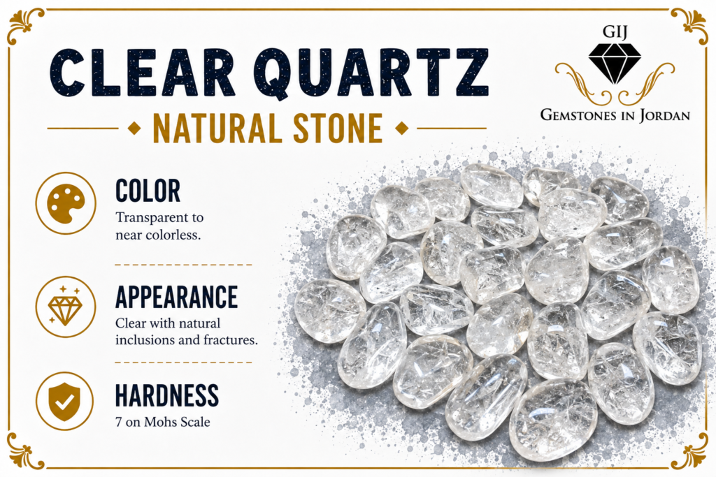 حجر الكوارتز الشفاف Clear Quartz الطبيعي الاردن GIJ
