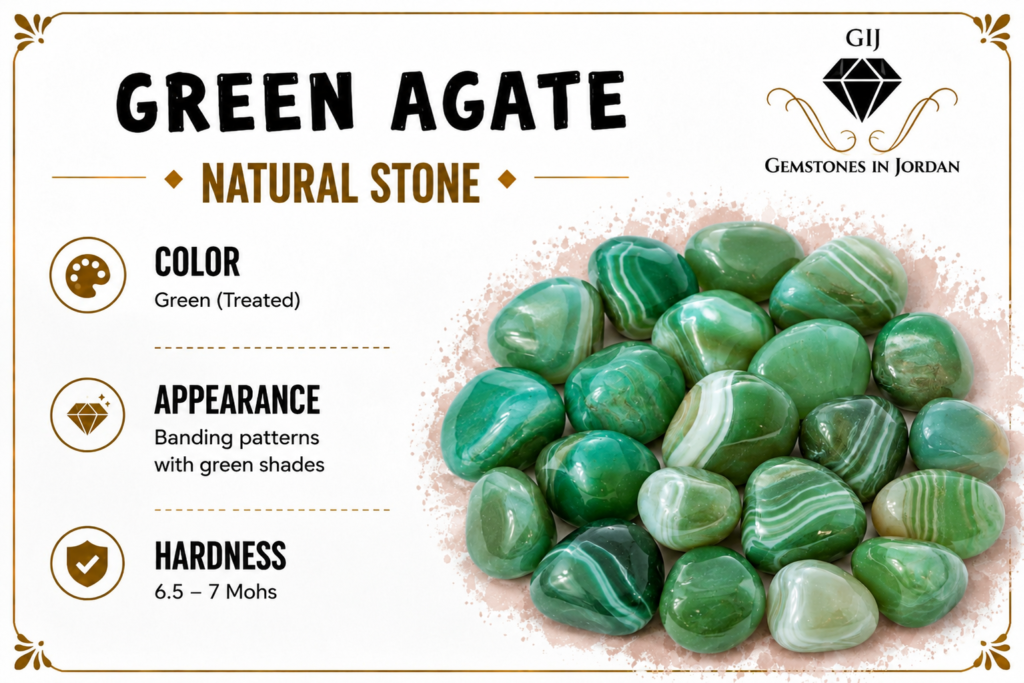 حجر العقيق الأخضر Green Agate معالج لونيًا