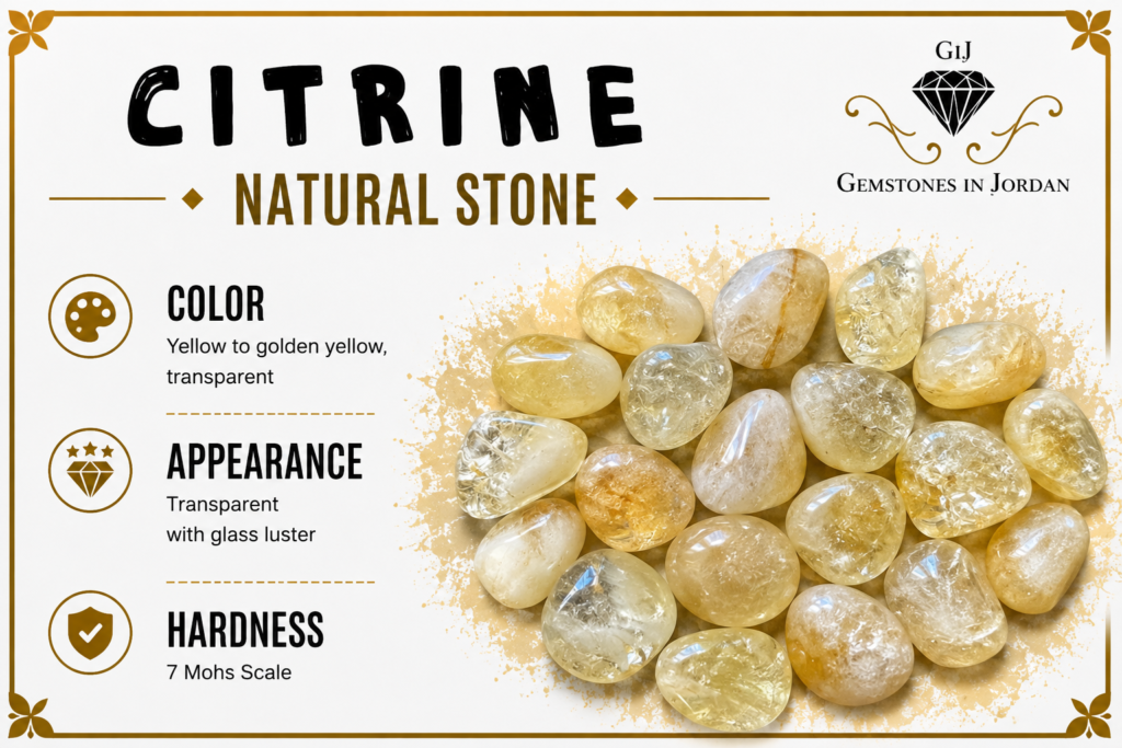 حجر السترين Citrine الطبيعي من الأحجار الكريمة في الأردن GIJ