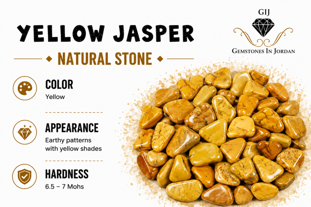 حجر اليشب الأصفر Yellow Jasper في الأردن – أحجار طبيعية من GIJ Store
