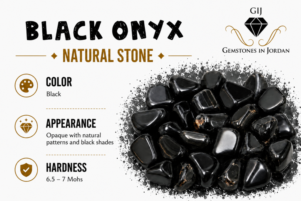 حجر العقيق الأسود Black Onyx – أحجار طبيعية في الأردن من متجر GIJ