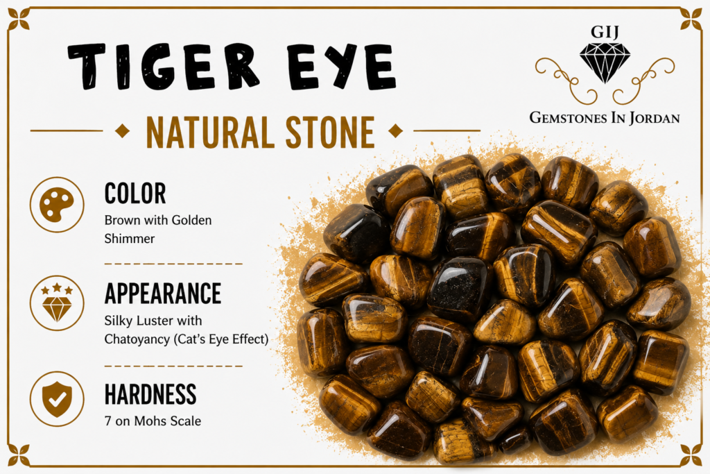 حجر عين النمر Tiger Eye الطبيعي في الأردن