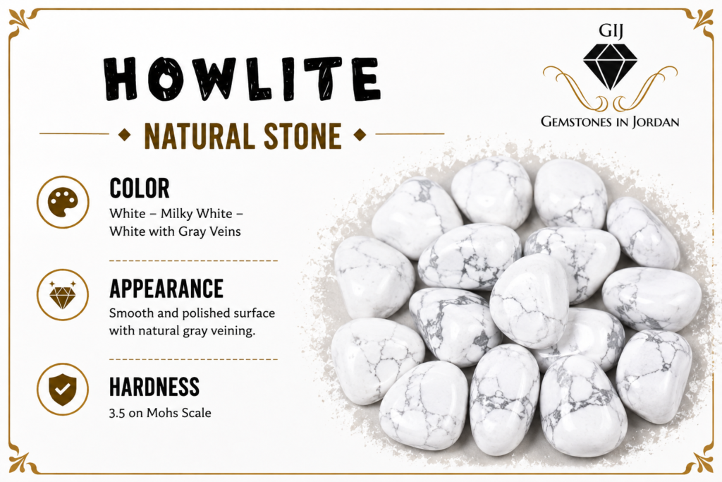حجر هاولايت Howlite الطبيعي الأبيض – أحجار كريمة في الأردن GIJ