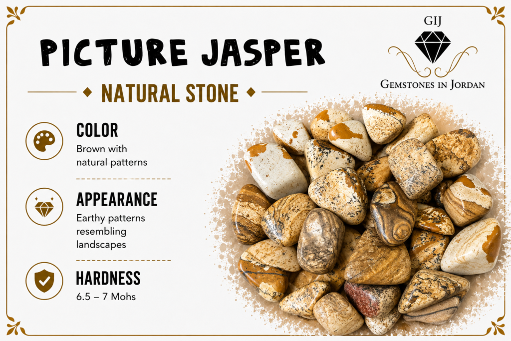 حجر جاسبر مصور Picture Jasper الطبيعي بنقوش بنية وترابية