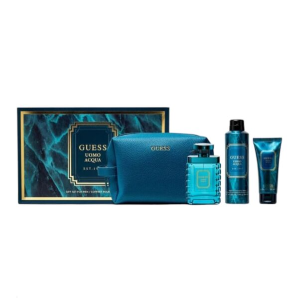 Guess Uomo Acqua EDT 100Ml + Shower Gel 100Ml + Deodorant 170Gr + Pouch Gift Set