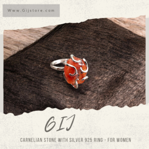 خاتم فضة ٩٢٥ مع حجر العقيق كارنيليان Carnelian