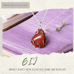 حجر اليشب الاحمر جاسبر مع اطار وسنسال فضة ٩٢٥ Red Jasper