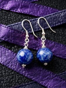 أقراط أذن مرصعة بالأحجار الكريمة اصلية مثل حجر القمر والجمشت – تصميمات أنثوية من الاحجار الكريمة في الاردن GIJ