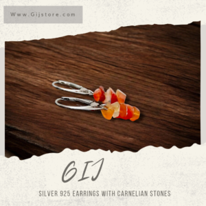 حلق فضة مع احجار العقيق Carnelian⁩